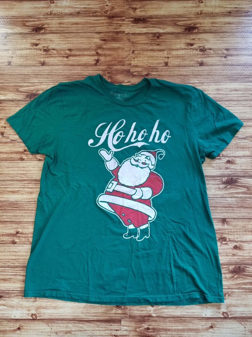 Fifth Sun Green Retro Santa Claus Ho Ho Ho Christmas Graphic T-Shirt Men's Large